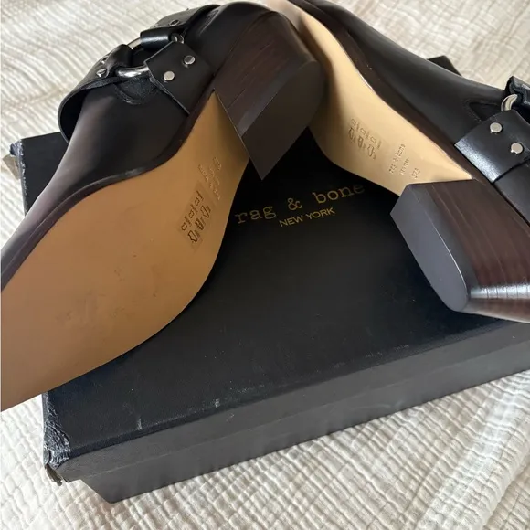 Rag &amp; Bone Black Leather Ankle Boots, size 37.5/7.5, NWT