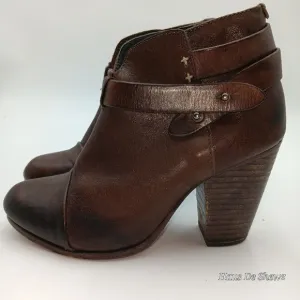 Rag &amp; Bone Brown Leather Harrow Ankle Strap Bootie Boots - Sz EU 37 US 7