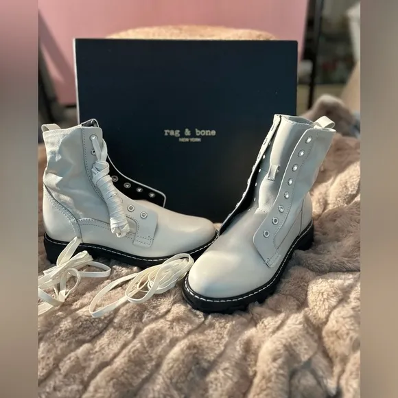Rag &amp; Bone combat boots, “Bone Colored”, Sz 37.5