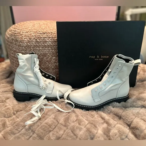 Rag &amp; Bone combat boots, “Bone Colored”, Sz 37.5