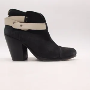 Rag &amp; Bone Harrow Ankle Boots Booties Shoes Women's 38 Black Suede Zip Up