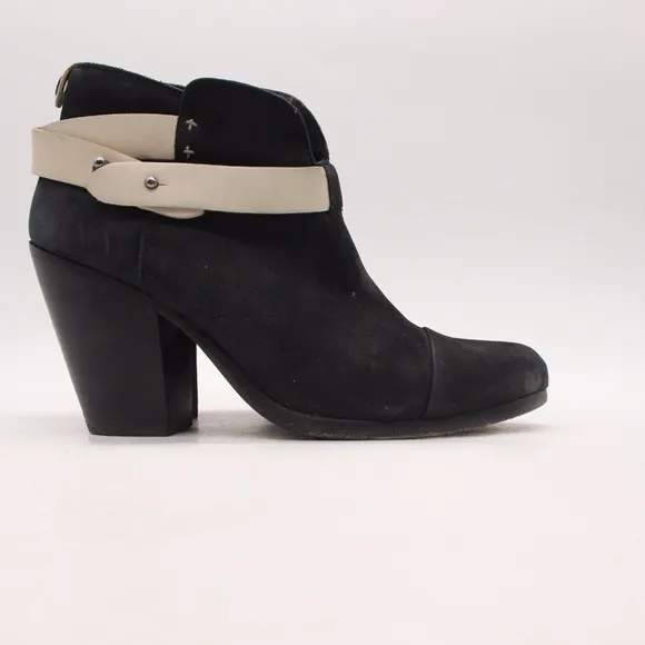 Rag &amp; Bone Harrow Ankle Boots Booties Shoes Women's 38 Black Suede Zip Up