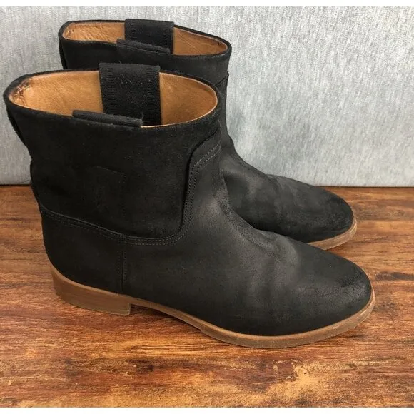 Rag &amp; Bone Holly Womens Size 37 US 7 Black Waxy Suede Ankle Boots Italy Boho