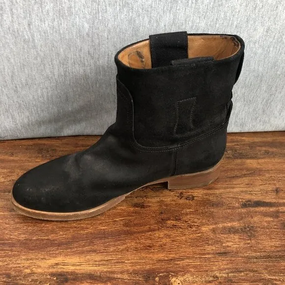 Rag &amp; Bone Holly Womens Size 37 US 7 Black Waxy Suede Ankle Boots Italy Boho