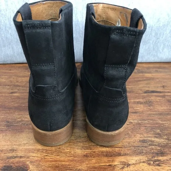 Rag &amp; Bone Holly Womens Size 37 US 7 Black Waxy Suede Ankle Boots Italy Boho