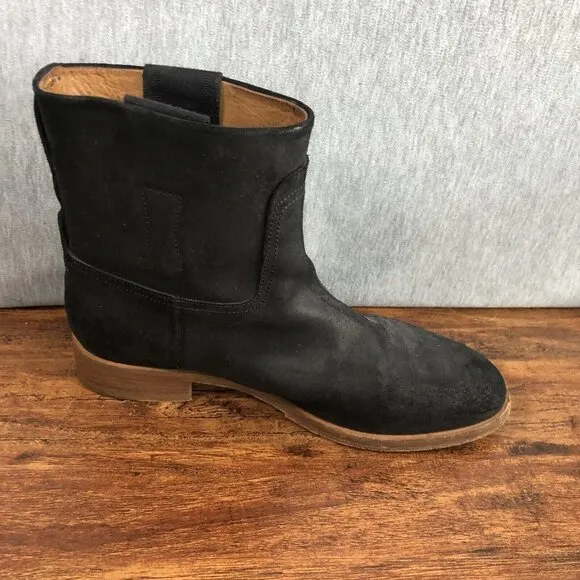 Rag &amp; Bone Holly Womens Size 37 US 7 Black Waxy Suede Ankle Boots Italy Boho