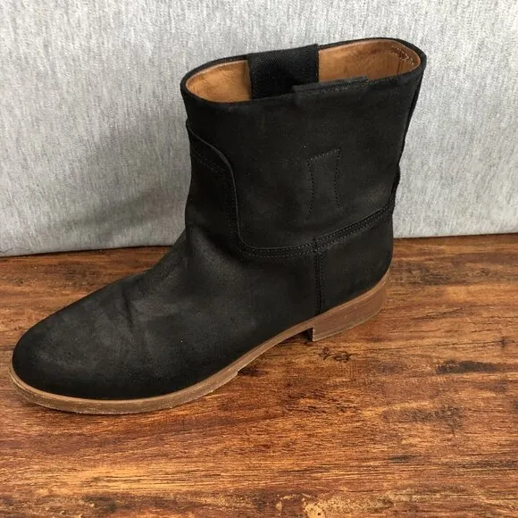 Rag &amp; Bone Holly Womens Size 37 US 7 Black Waxy Suede Ankle Boots Italy Boho