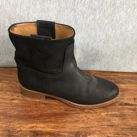 Rag &amp; Bone Holly Womens Size 37 US 7 Black Waxy Suede Ankle Boots Italy Boho