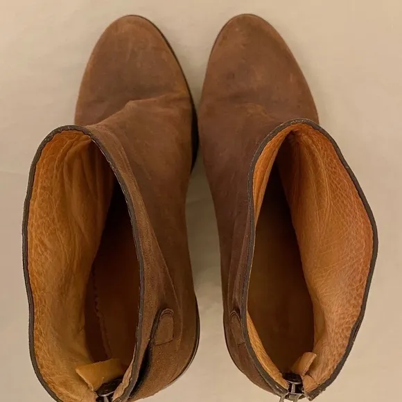 RAG &amp; BONE Kerr Back-Tab Leather Ankle Boot, Booties Boho Brown Sz 11 (41) Zip