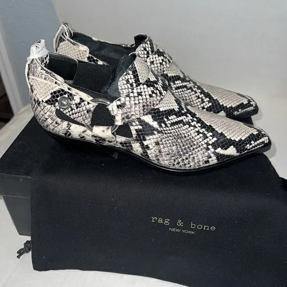 Rag &amp; Bone Westin Harness‎ Bootie Black/White Sz 9 (39 EU) MSRP $550- New In Box