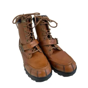 Ralph Lauren Polo Tan Waxy Leather Duck Boots Mens Size 8.5 D Rubber Sole 8952