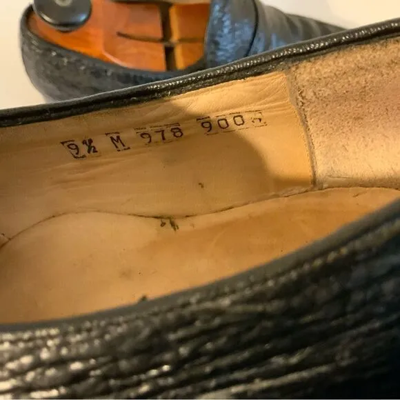 Rare Vintage D’Marco Mens Black Embossed Slip On Loafers Shoes US Sz 9.5M