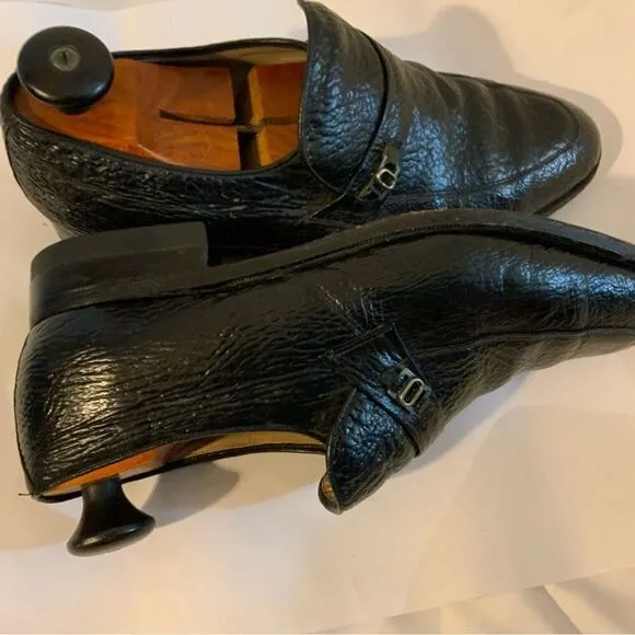 Rare Vintage D’Marco Mens Black Embossed Slip On Loafers Shoes US Sz 9.5M