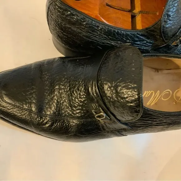 Rare Vintage D’Marco Mens Black Embossed Slip On Loafers Shoes US Sz 9.5M