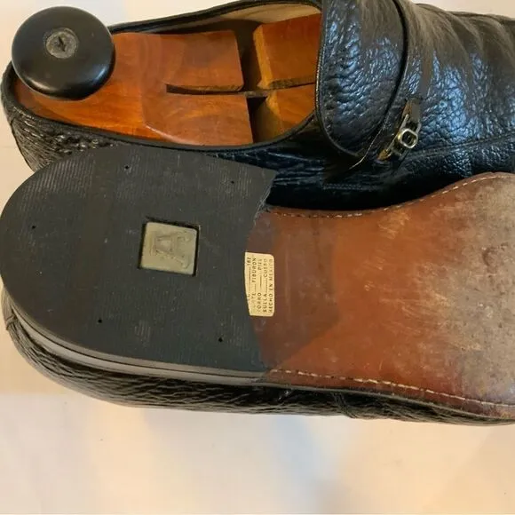 Rare Vintage D’Marco Mens Black Embossed Slip On Loafers Shoes US Sz 9.5M