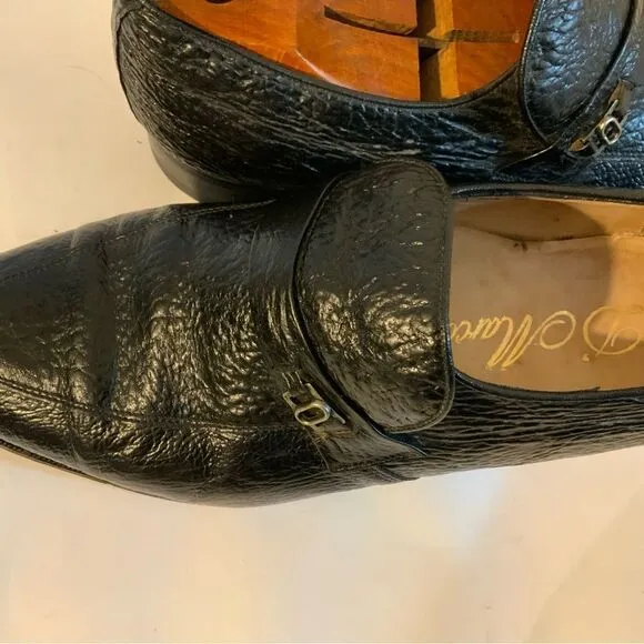 Rare Vintage D’Marco Mens Black Embossed Slip On Loafers Shoes US Sz 9.5M