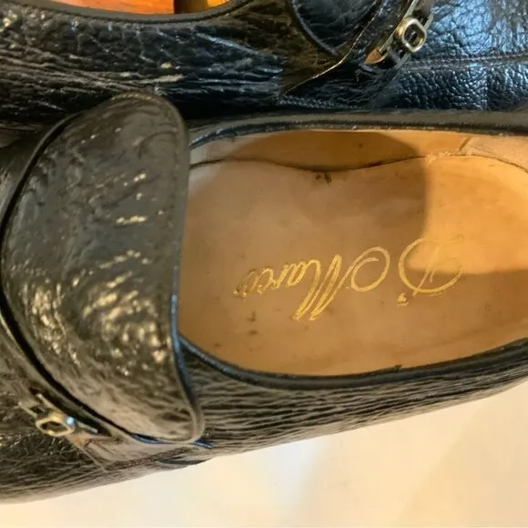 Rare Vintage D’Marco Mens Black Embossed Slip On Loafers Shoes US Sz 9.5M