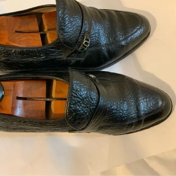 Rare Vintage D’Marco Mens Black Embossed Slip On Loafers Shoes US Sz 9.5M