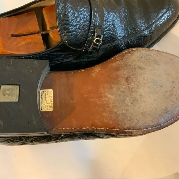 Rare Vintage D’Marco Mens Black Embossed Slip On Loafers Shoes US Sz 9.5M