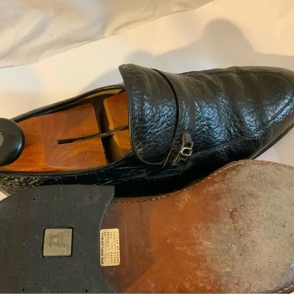 Rare Vintage D’Marco Mens Black Embossed Slip On Loafers Shoes US Sz 9.5M