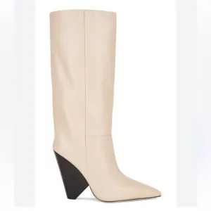 RAYE angle boots beige leather knee high shoes heels Revolve Marant 8.5