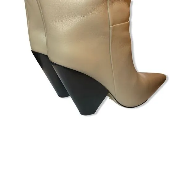 RAYE angle boots beige leather knee high shoes heels Revolve Marant 8.5