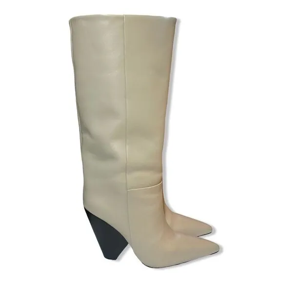 RAYE angle boots beige leather knee high shoes heels Revolve Marant 8.5