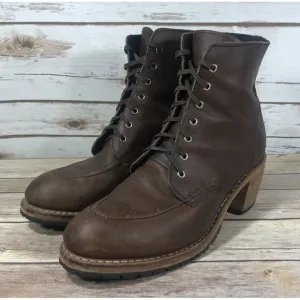 Red Wing Clara Heeled Lace Up Boots Womens Size 7.5 Leather 3406 Harness Brown