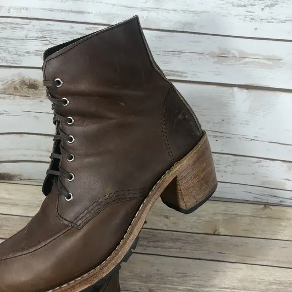 Red Wing Clara Heeled Lace Up Boots Womens Size 7.5 Leather 3406 Harness Brown