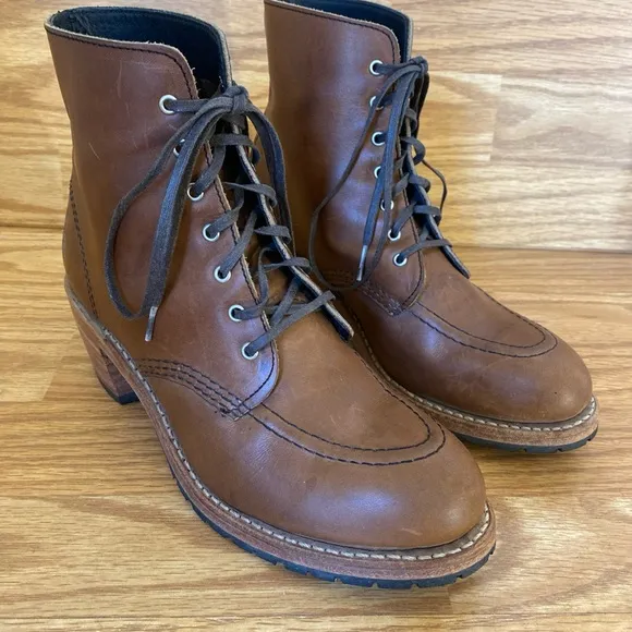 Red Wing Heritage Clara 3406 Heeled Boots Amber Harness Brown Leather Womens 8