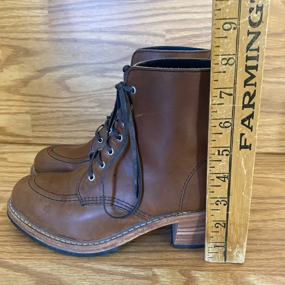 Red Wing Heritage Clara 3406 Heeled Boots Amber Harness Brown Leather Womens 8