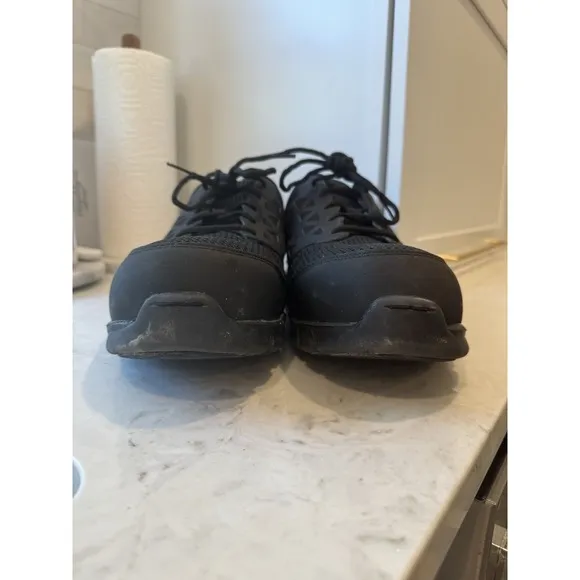 Reebok Men's Size 15 W Alloy Comp Toe Cushion Work Black Leather Athletic Shoes