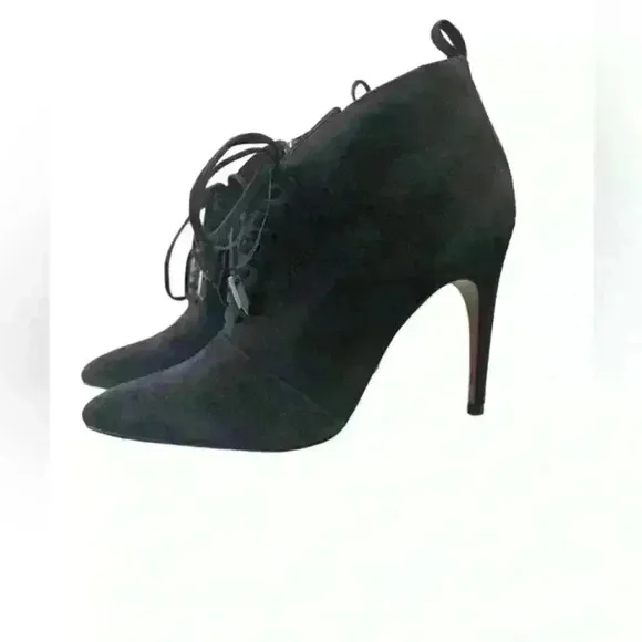 Reiss Suede Lace Up Boots Black Size 7.5 US, 38 EU Heel‎ 4” Booties with Box