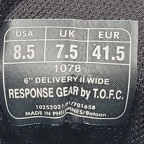 RG Response Gear 6&quot; Delivery II Women's Black Tactical Boots 1078 US Size 8.5