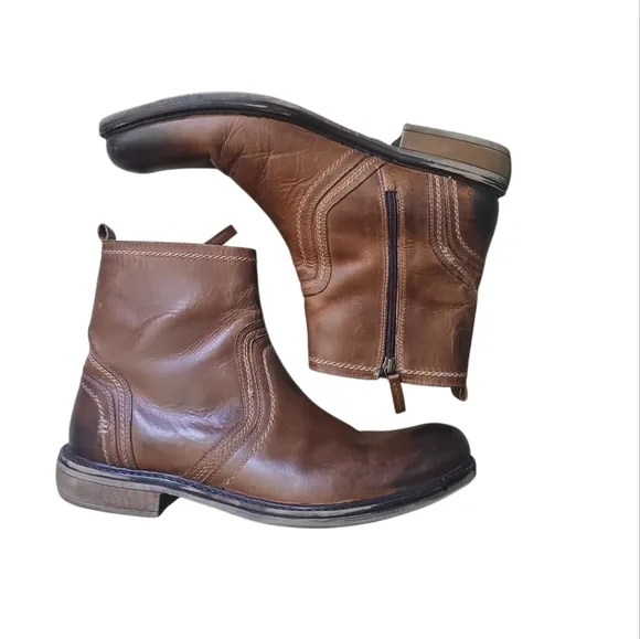 Roan by Bed Stu Crestone Casual Zip Ankle Boot Sz 13 Square Toe Genuine Leather