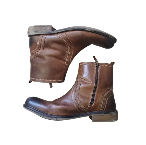 Roan by Bed Stu Crestone Casual Zip Ankle Boot Sz 13 Square Toe Genuine Leather