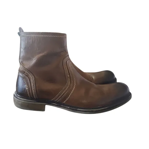 Roan by Bed Stu Crestone Casual Zip Ankle Boot Sz 13 Square Toe Genuine Leather