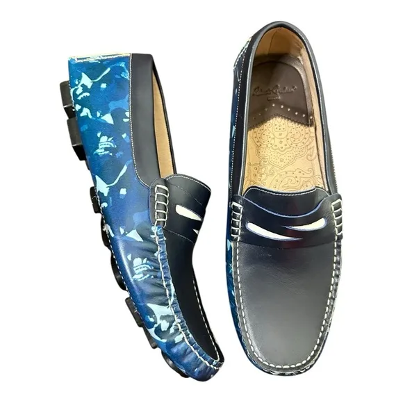 Robert graham blue realist men’s leather slip on loafers size 9 driving shoes