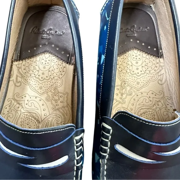 Robert graham blue realist men’s leather slip on loafers size 9 driving shoes