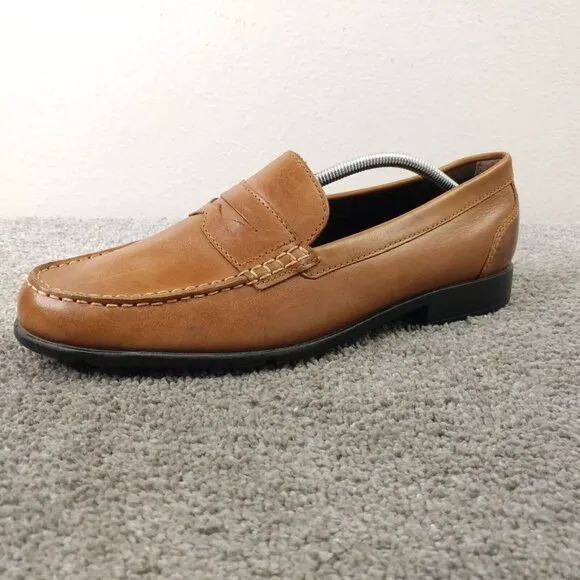 Rockport Penny Loafers Mens Size 11.5 Shoes Walk Ability Brown Leather Slip On