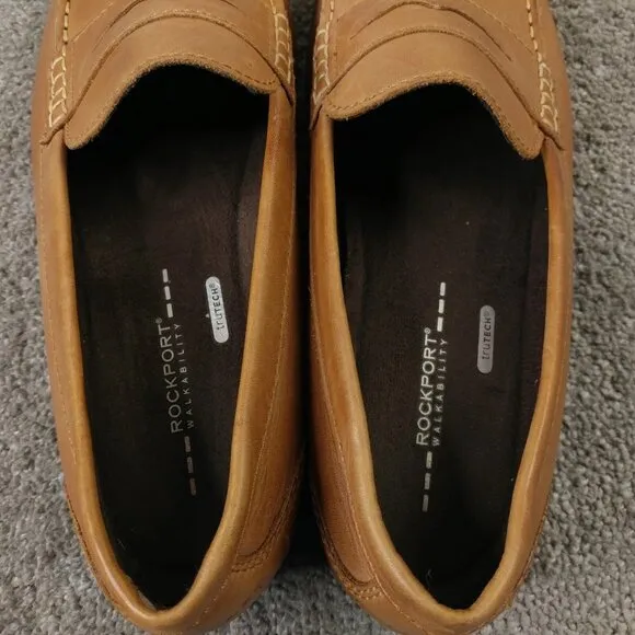 Rockport Penny Loafers Mens Size 11.5 Shoes Walk Ability Brown Leather Slip On