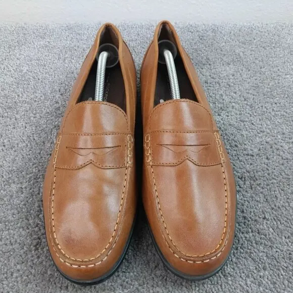 Rockport Penny Loafers Mens Size 11.5 Shoes Walk Ability Brown Leather Slip On
