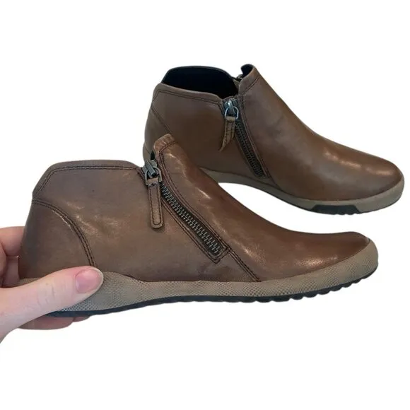 Romika Women’s Ankle Boots Zip Brown Leather Sz 38 Soft Comfort Cushioned Nice