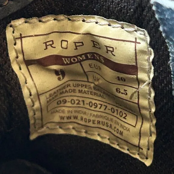 Roper American Beauty Flag Distressed Western Cowboy Boots Ankle-Women's Size 9