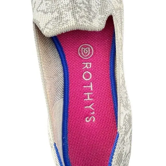 Rothy's Loafers Shoes Snakeskin Python Grey White 9