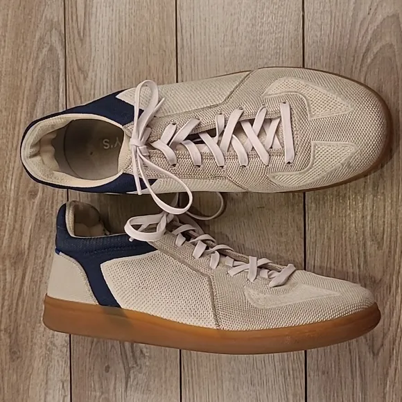ROTHYS RS01 Beige Navy Knit Weave Sz 10 M‎ Mens Casual Shoes Sneakers