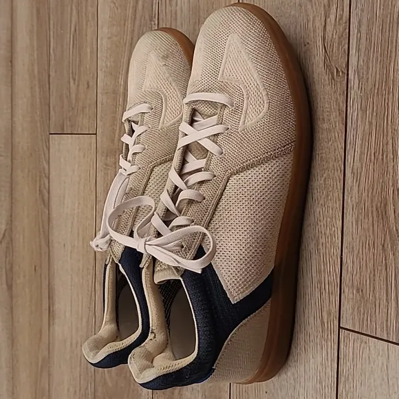ROTHYS RS01 Beige Navy Knit Weave Sz 10 M‎ Mens Casual Shoes Sneakers