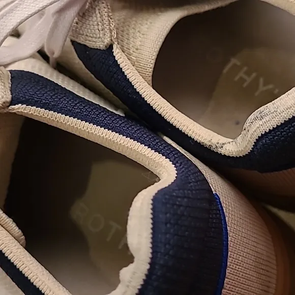 ROTHYS RS01 Beige Navy Knit Weave Sz 10 M‎ Mens Casual Shoes Sneakers
