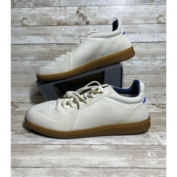 Rothys Shoes Mens 10 Beige Blue The RS01 Sneaker Casual Preppy