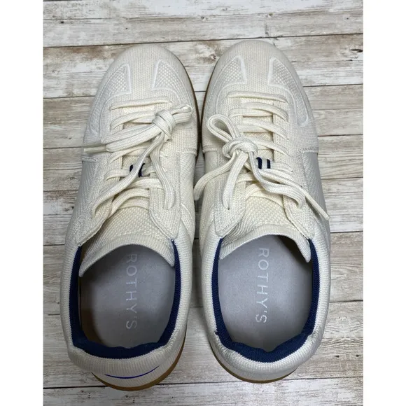 Rothys Shoes Mens 10 Beige Blue The RS01 Sneaker Casual Preppy